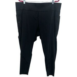 FLX Plus Size Active Workout Gym Black Capri Leggings Pockets Comfort Lounge 3X